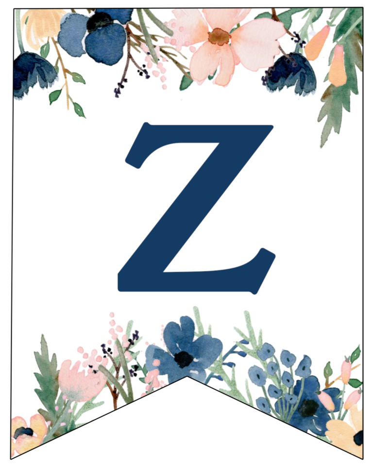 blue pink floral banner letters free printable paper trail design