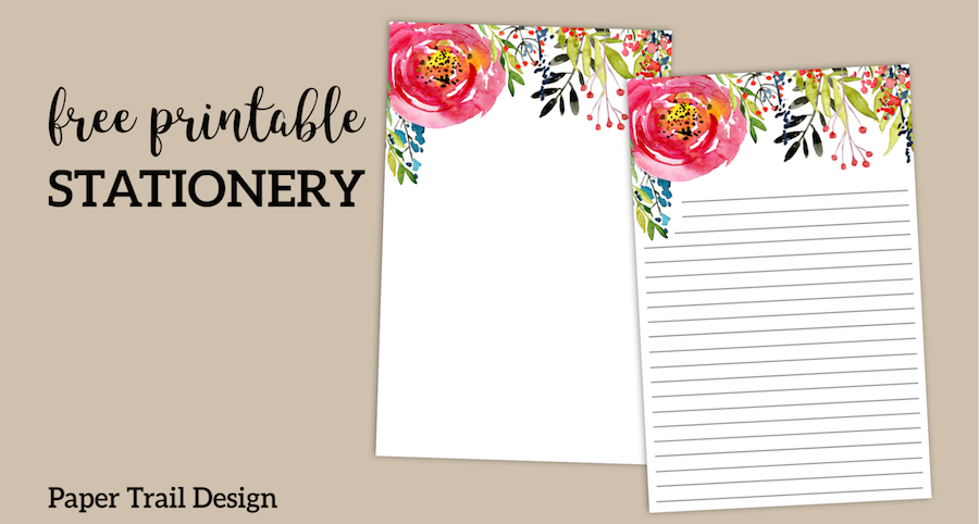 Free Printable Floral Stationery with or without lines. Cute lined watercolor flower stationery paper. Digital stationery or snail mail. #papertraildesign #stationery #linedstationery #stationary #stationerytemplate #free #freeprintable #printable 