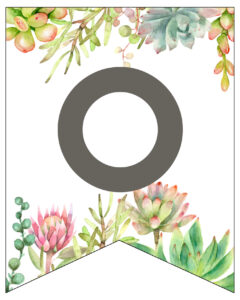 Succulent Free Printable Alphabet Banner Letters. Cute wedding, birthday, baby shower, or bridal shower decor. Create a custom banner. #papertraildesign #birthdayparty #birthdaypartydecor #succulents #birthdayparties #babyshowers #girlbabyshower #decor #freeprintable #printable #printablebanner