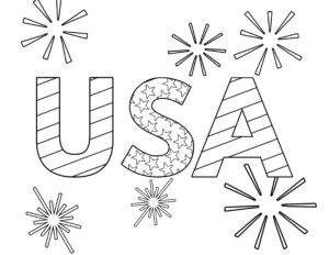 Free Printable 4th of July Coloring Pages. American flag heart, USA, and American flag coloring page. Mermorial Day and Vetrans Day coloring sheets. #papertraildesign #USA #Americanflag #July4th #4thofJuly #patrioticcoloringpage #patriotic