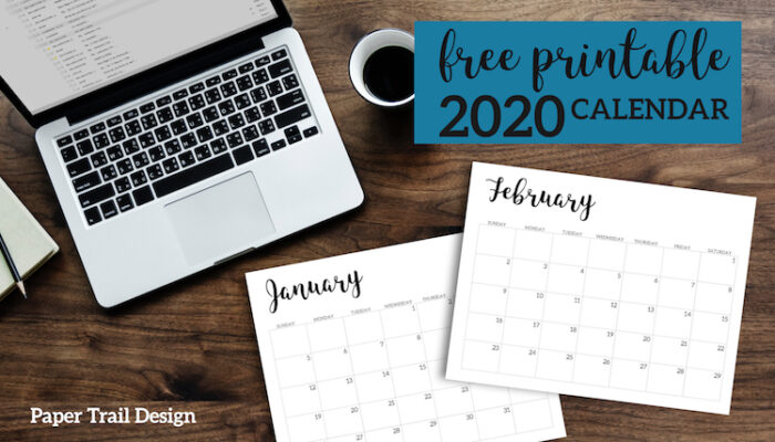 2020 Calendar Printable Free Template. 2020 monthly free printable wall or desk calendar. Hand lettered from January through December help you get organized