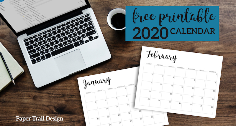 2020 Calendar Printable Free Template. 2020 monthly free printable wall or desk calendar. Hand lettered from January through December help you get organized