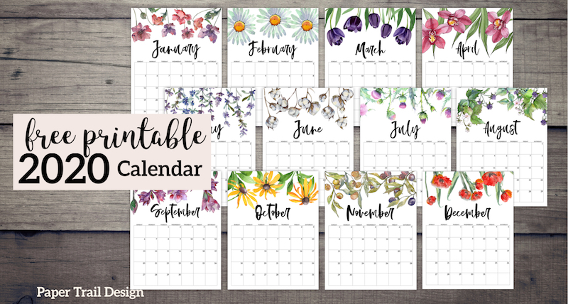 Uiuc calendar free printable 2020 monthly calendar pdf stranicy planirovshika. Calendar Template 2020 Printable Free - 2020 Free Printable Calendar Floral Paper Trail Design