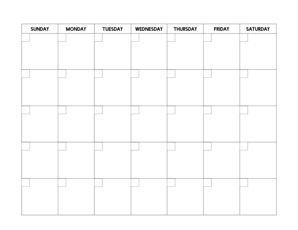 Free Printable Blank Calendar Template - Paper Trail Design