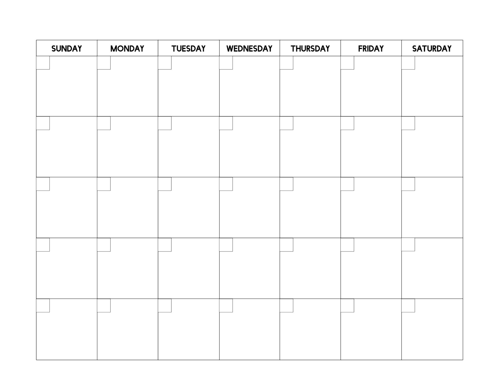 Blank Calendar Templates Printable Printable Blank Templates