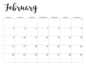 February 2020 Calendar Free Printable Handletterd 