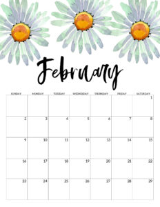 February 2020 Free Printable Calendar - Floral. Watercolor flower design calendar pages for a office or home calendar for work or family organization. #papertraildesign #calendar2020 #calendar #2020calendar #flowercalendar #floralprintables