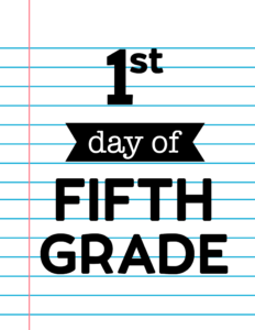 1st day of fifth grade sign