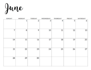 June 2020 Calendar Free Printable Handletterd 