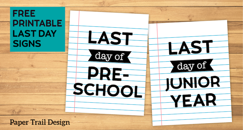 Last Day of School Signs {Notebook Paper}. Last day of school photo prop sign. First and last day coordinating picture signs. #papertraildesign #lastday #lastdayofschool #notebookpaper #lastdaysign #lastdayofschoolsign #lastdayofschoolpicture #lastdayofschoolphoto