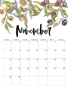 November 2020 Free Printable Calendar - Floral. Watercolor flower design calendar pages for a office or home calendar for work or family organization. #papertraildesign #calendar2020 #calendar #2020calendar #flowercalendar #floralprintables