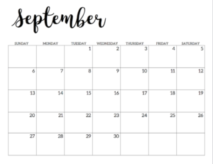 September 2020 Calendar Free Printable Handletterd 