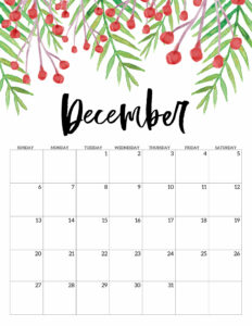 December Free Printable Calendar 2020 - Floral. Watercolor Flower design style calendar. Monthly calendar pages. Cute office or desk organization. #papertraildesign #calendar #floralcalendar #2020 #2020calendar #floral2020calendar