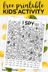 data-pin-description="Free Printable I Spy Game - Fruits & Veggies. Easy fun car activity or rainy day boredom buster activty to keep kids busy. #papertraildesign #kids #kidsactivity #roadtrip #roadtripgames #freeprintables 