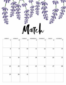 March Free Printable Calendar 2020 - Floral. Watercolor Flower design style calendar. Monthly calendar pages. Cute office or desk organization. #papertraildesign #calendar #floralcalendar #2020 #2020calendar #floral2020calendar