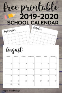 August, September, and October calendar with text overlay- free printable 2019-2020 school calendar