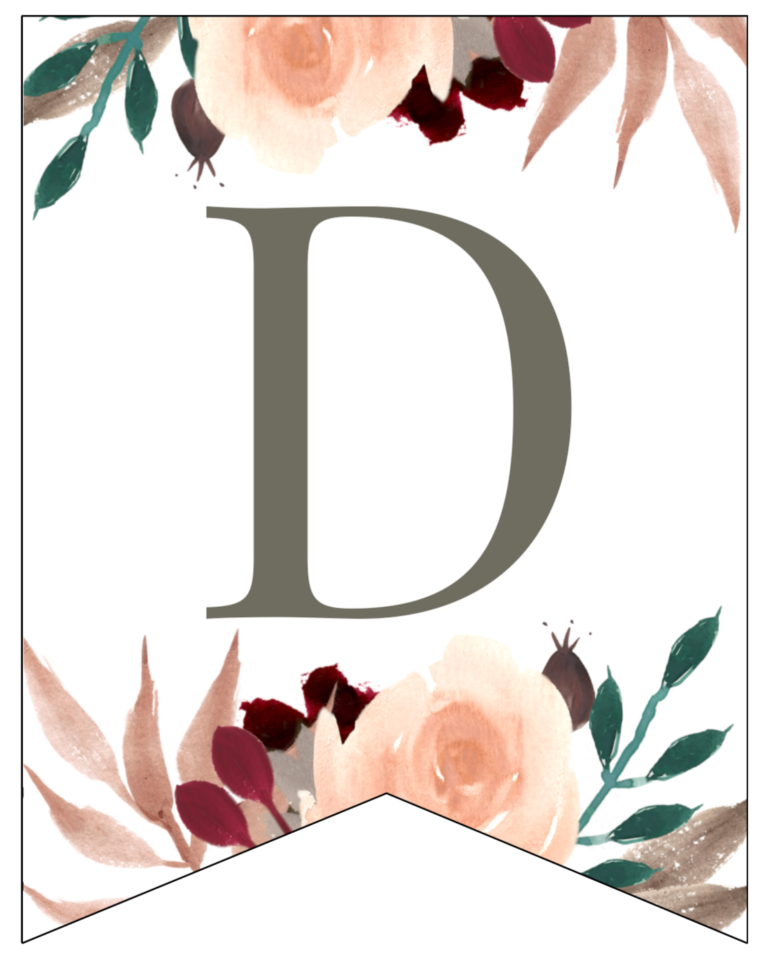 fall floral alphabet banner letters free printable paper