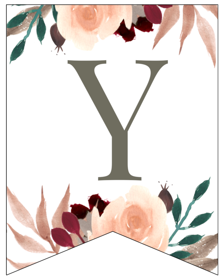 Fall Floral Alphabet Banner Letters Free Printable - Paper Trail Design