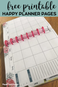Happy planner open to a calendar page printable with text overlay - free printable Happy Planner Pages