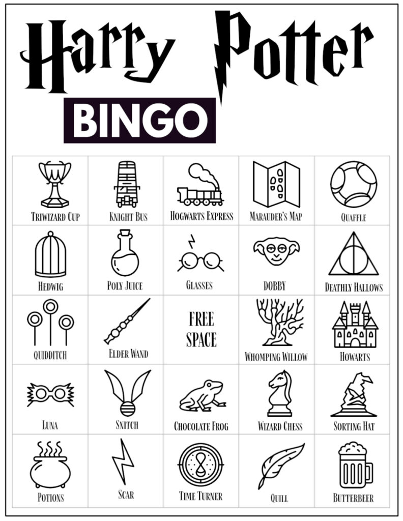 Free Printable Harry Potter Bingo Game - Paper Trail Design