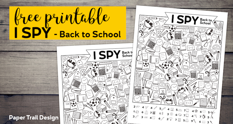 Back to school themed I spy game with text overlay - free printable I Spy Back to School 