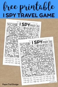 Free Printable I Spy Road Trip Activity {Travel & Transport}. Fun boredom buster kids game for a rainy day, or summer activity. #papertraildesign #ispy #kids #kidsprintables #printablesforkids #kidsactivity #boredomebuster