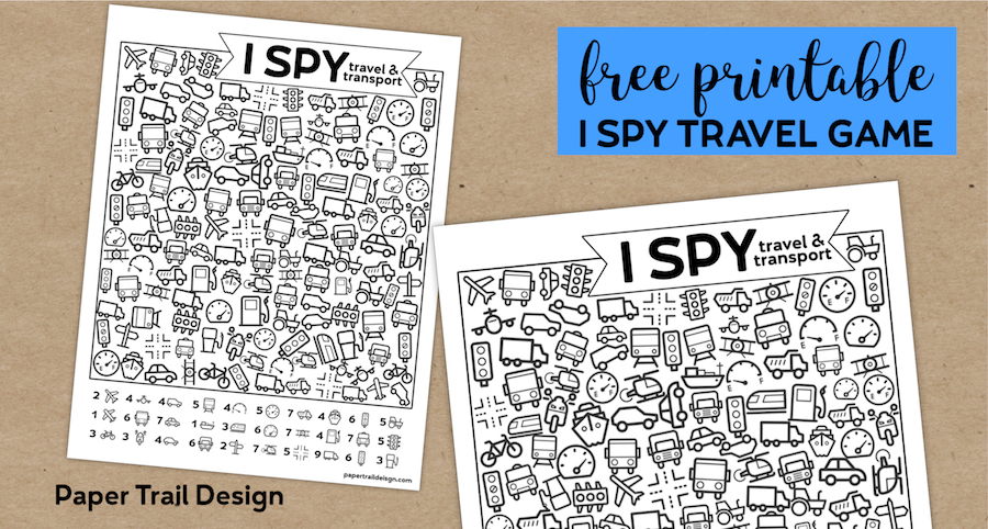 Free Printable I Spy Road Trip Activity {Travel & Transport}. Fun boredom buster kids game for a rainy day, or summer activity. #papertraildesign #ispy #kids #kidsprintables #printablesforkids #kidsactivity #boredomebuster