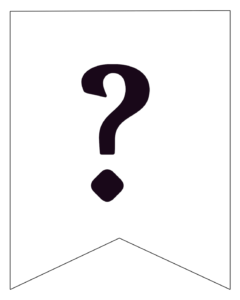 Free Printable Black and White Pennant Banner question mark.