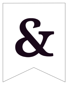 Free Printable Black and White Pennant Banner & ampersand sign. 