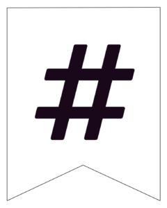 Free Printable Black and White Pennant Banner hashtag.