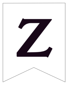 Free Printable Black and White Pennant Banner Letter Z.