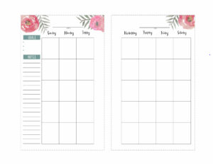 Floral Happy Planner calendar page in mini size. Left and right pages including goals, notes, and Sunday through Saturday.