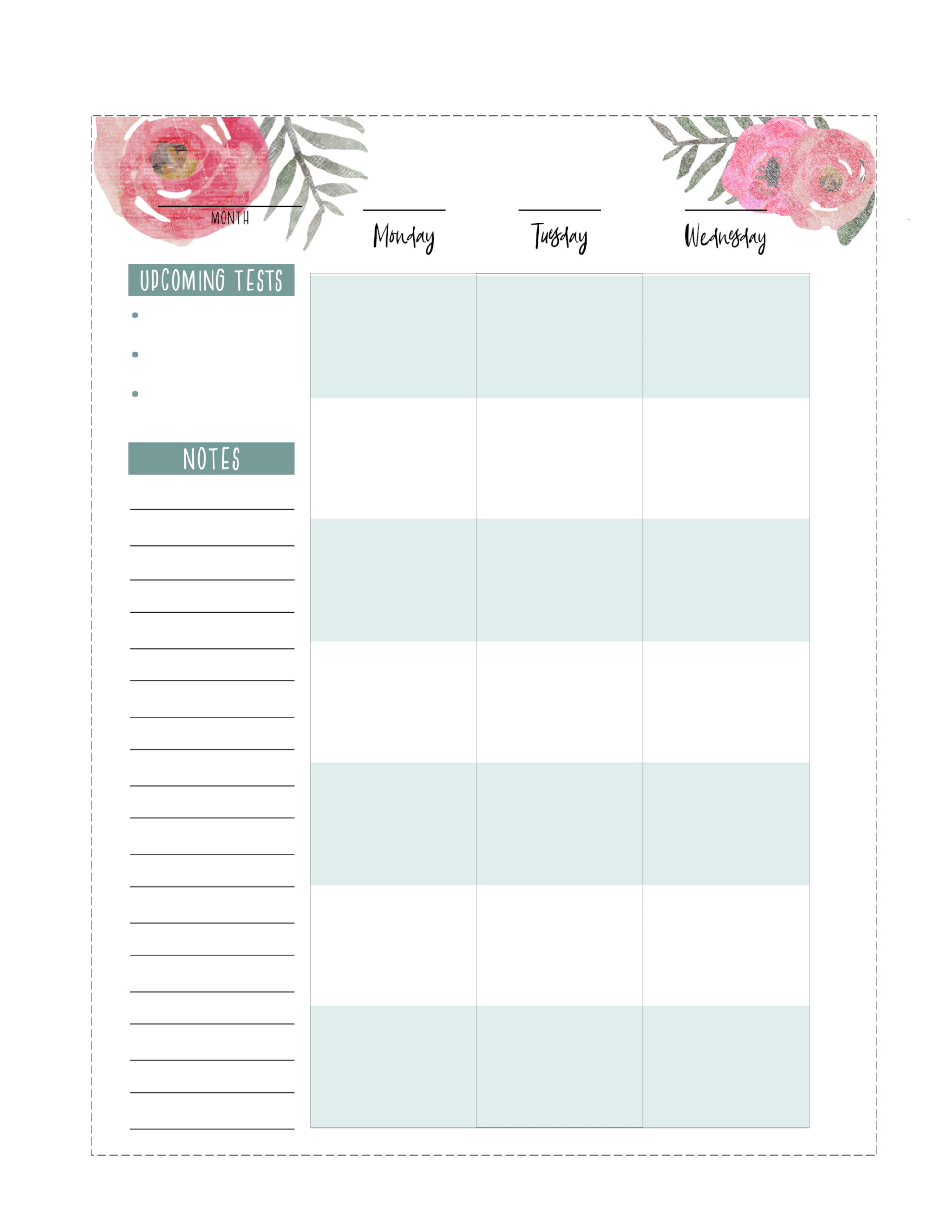 Free Printable Student Homework Planner Template - Paper Trail Design