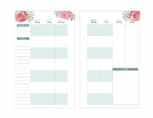 Right student happy planner page Monday-Sunday with upcoming tests, notes, and to do space in mini size.