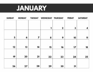 January 2020 Free Monthly Calendar Template in 8.5x11, big happy planner size. 