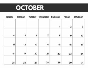 October 2020 Free Monthly Calendar Template in 8.5x11, big happy planner size. 