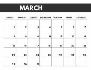 March 2020 Free Monthly Calendar Template in 8.5x11, big happy planner size. 