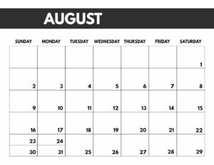 August 2020 Free Monthly Calendar Template in 8.5x11, big happy planner size. 