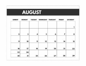 August 2020 Free Monthly Calendar Template in classic happy planner size. 