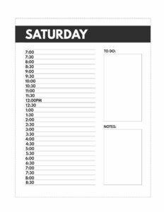 Classic size Saturday schedule planner pages