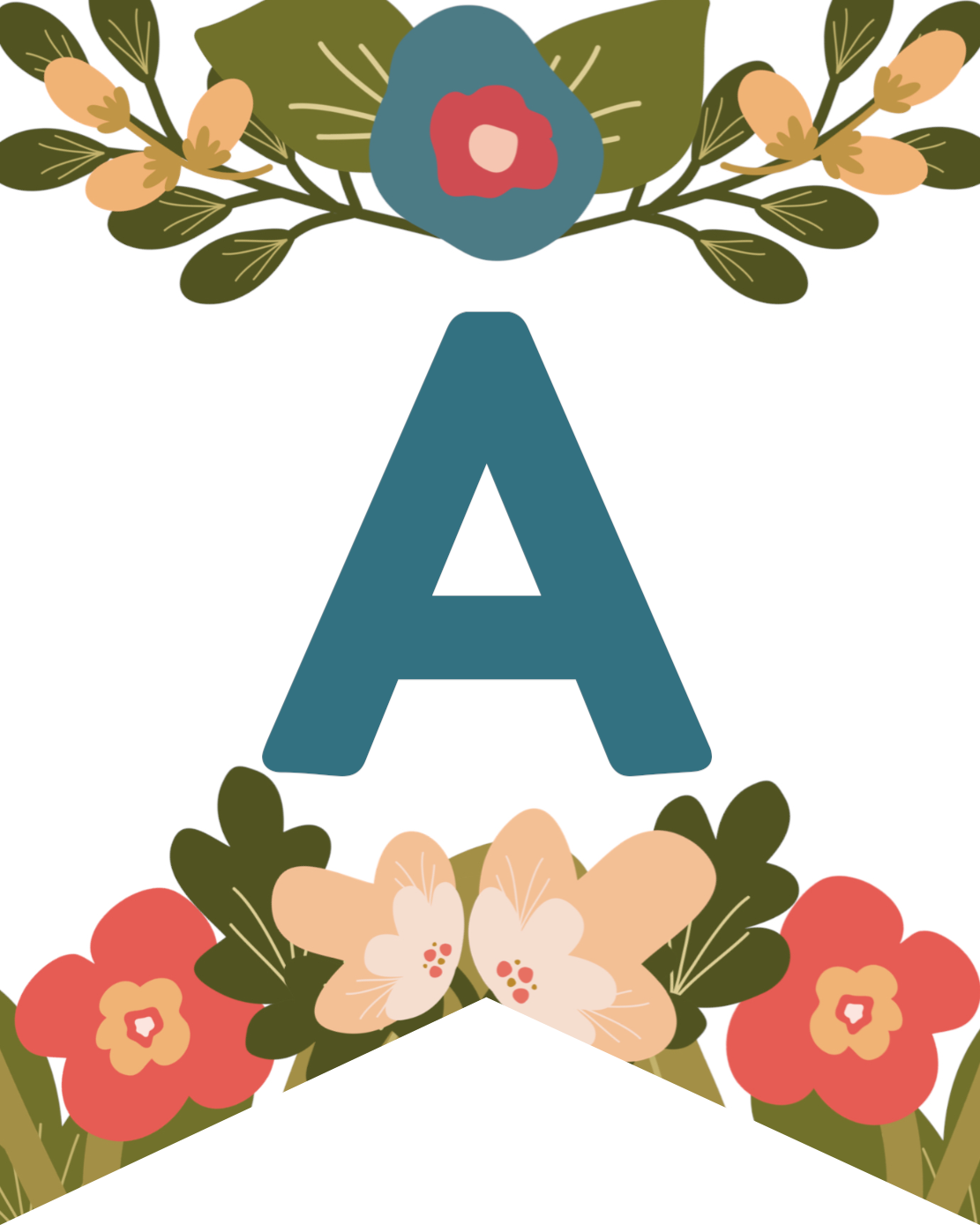 Floral Alphabet Banner Letters Free Printable