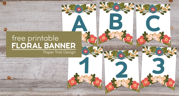 Flower banner letters with text overlay- free printable floral banner