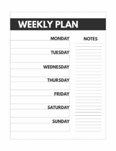 Classic size happy planner weekly planner with Monday through Sunday and a place for notes.