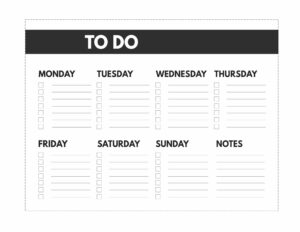 Classic happy planner size free printable weekly to do list from Monday to Sunday with notes