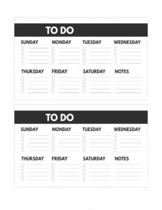 Mini happy planner size free printable weekly to do list from Sunday to Saturday with notes