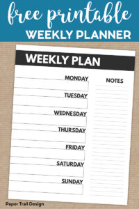 Weekly Plan Planner page with text overlay-free printable weekly planner