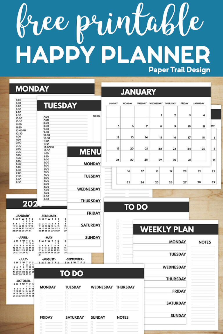 Free Printable Monthly Planner Pages Complete Set - Paper Trail Design