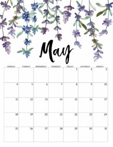 May 2020 Monday start floral page printable