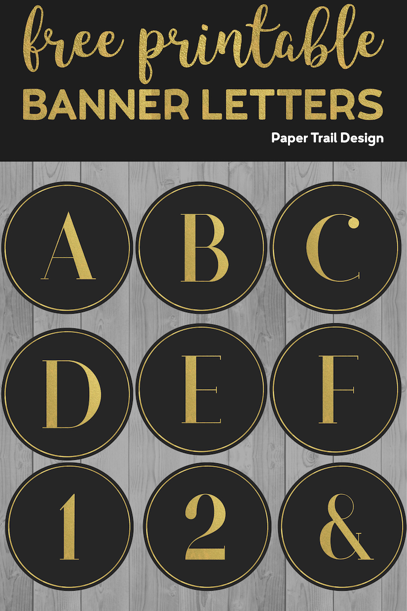 Free Printable Black & Gold Party Banner Paper Trail Design