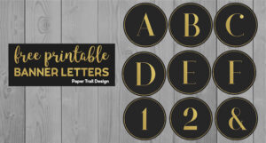 Free Printable Black &amp; Gold Party Banner - Paper Trail Design